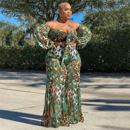 Women's Two Piece Pants VAZN 2024 Long Sleeve Short Top Elastic Printed Set Africa Style Women Suit Sexy Holiday Sets