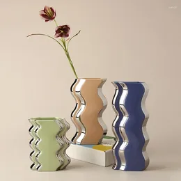 Vases Creative Flower Vase Ceramic High-end Living Room Arrangement Home Decoration Luxury Mediaeval Fluid Device