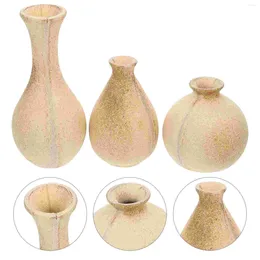 Vases 3 Pcs Wooden Vase Ornament Bohemian Decor Flower Pot For DIY Holder Craft Blank Child