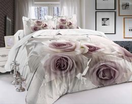 Bedding Sets Floral Duvet Cover Set Light Pink Rose Print Comforter For Women Girls Flower Theme Soft Beige