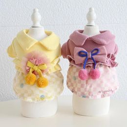 Dog Apparel Cherry Skirt Clothes Dress Bowknot Princess Dogs Clothing Fashion Warm Cute Kawaii Pet Costume Autumn Winter Ropa Para Perro