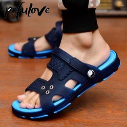 Slippers Pofulove Men Summer Sandals Outdoor Beach Casual Shoes Zapatos De Hombre Indoor Durable Anti Slip Peep Toe