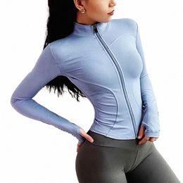 aiithuug Women's Slim Fit Lightweight Jackets Women's Full Zip-up Yoga Sports Running Jacket with Thumb Holes for Workout X0H0#