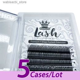 False Eyelashes 5 pieces/batch wholesale price Russian curled eyelashes Korean soft natural ultra black Y eyelash extensions with personal brand name24327