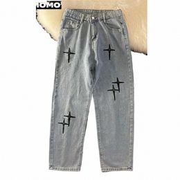 retro Streetwear Loose Straight Tube Baggy Pants Jeans Men Style Ripped Trousers 2024 Spring Vintage Straight Wide Leg Denim i0mE#