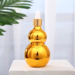 Storage Bottles Essential Oil Dropper Bottle Gold Plated Glass Gourd Empty Perfume Liquid Refillable Container