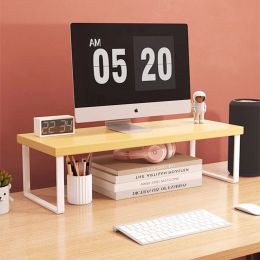 Racks Monitor Raised Shelf Computer Stand Rack Office Laptop Bracket Desktop Home Storage Holders Mini Wooden Office Table Accessories