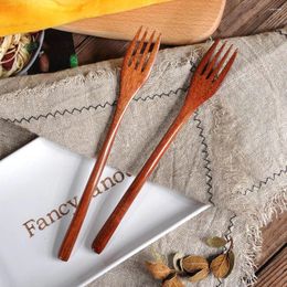 Forks Wooden Fork Bamboo Dessert Fruit Dinnerware Kitchen Cooking Utensil Teaspoon Chinese Style Tableware Tools Cutlery