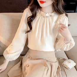 Women's Blouses YCMYUNYAN-Women's Chiffon Floral Clothing Long Sleeve Tops Loose Casual Spring Summer
