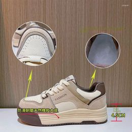Casual Shoes Genuine Leather Women's 2024 Thick Sole Sports Board Shoe Versatile Flat Platform Sneakers Zapatos Para Mujeres