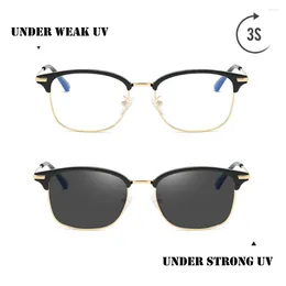 Sunglasses Progressive Multifocus Pochromic Grey Lenses Reading Glasses Women Men Outdoors Retro Alloy Anti-blu Anti UV 1 2 3 To 4