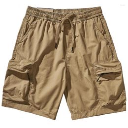 Men's Shorts Big 3D Pockets Cargo Half Pants Summer Cotton Washed For Men Retro Harajuku Loose Straight Workwear Casual Knee Length