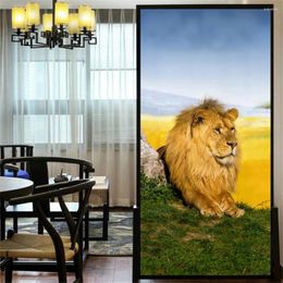 Window Stickers No Glue Static Cling Privacy Windows Film Translucence Decorative Lion-ruler Stained Glass Tint 20