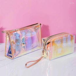 Storage Bags Laser Colour Transparent Cosmetic Bag PVC Toiletry Makeup Organiser Female Girls Waterproof Zipper Make Up Beauty Case