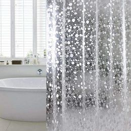 Shower Curtains Waterproof Curtain Bathroom With Hooks 3D Pebble Pattern Bathtub Partition 180 80cm