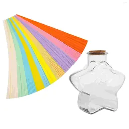 Storage Bottles Wishing Star Bottle Coloured Origami Paper Strips Small Papers For Stars Folding