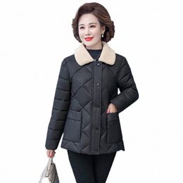 2020 New Cott Coat Fi Winter Jacket Middle-aged and Elderly Women's Coat Thin and Light Warm Black Outwear Parkas 5XL W39 K0R3#
