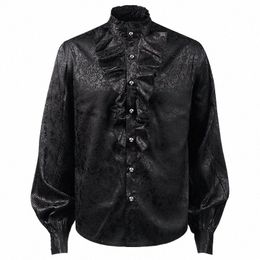 steampunk Victoria Banquet Shirt For Men Vintage Mediaeval Dinner Social Men's Tops Stylish Pattern Party Prom Chemise Hombre XXL 33p9#