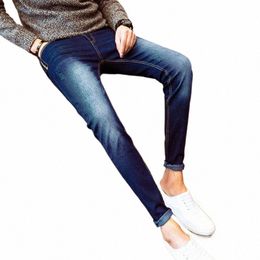 new arrival 2020 autumn winter Casual thicken thermal Fleece men's add wool Denim teenagers pencil pants hot men's jeans K0bC#