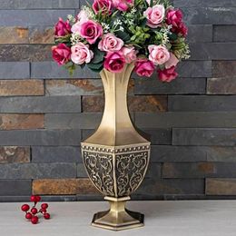 Vases Flower Vase Zinc Alloy European Retro Tabletop Hexagonal Metal Crafts Home Living Room Decoration Ornaments