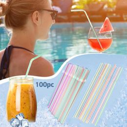 Disposable Cups Straws With Spoon Straw Color Creative Type PP Stirring Smoothie Straight 20cm Juice Drink Milk Extra Long 15