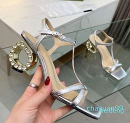 2024 Summer Women Sandals Comfortable and Beautiful Crystal Work High Heels Holiday Model Wedding Shoes