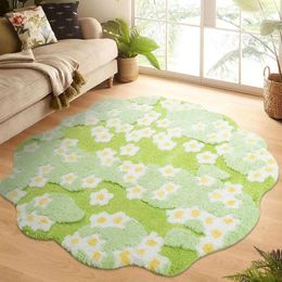 Carpets Flower Special-shaped Tufting Rug Carpet Soft Fluffy Tufted Doormat Sofa Area Foot Pad Silicone Anti-skid Back Door Mat