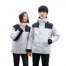 winter Fi Couple Down Jacket Men's Color Matching Casual Loose Student Outdoor Snow Coat 90% White Duck Down Puffer Jackets S8yc#