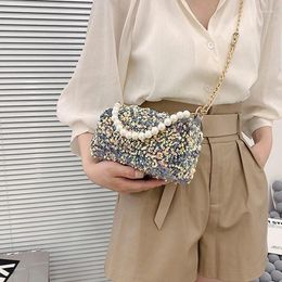 Shoulder Bags 2024 Summer Small Handbags Fashion Sequined Square Bag Underarm Hand Pearl Crossbody For Women