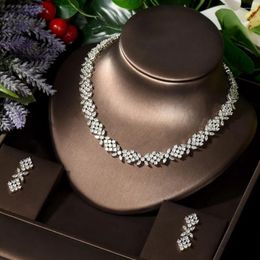 Necklace Earrings Set HIBRIDE Top Quality Cubic Zirconia Wedding Party Jewellery Leaves Shape High CZ Bridal And Earring N-1467