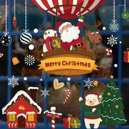 Window Stickers Cartoon Wall Self-adhesive Paper Christmas Decorations Festive Atmosphere Layout Santa Claus Snowflake Snowman Cricut