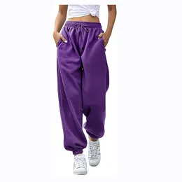 Women's Pants Women Joggers Running Sport Casual Sweatpants High Waist Drawstring Long With Pocket Feamle Street Wide Leg Baggy Trousers