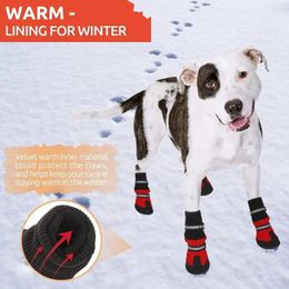 Dog Apparel Outdoor Snow Winter 4pcs Pet Waterproof Puppy Reflective Shoes Boots Booties Protector Anti-slip Socks