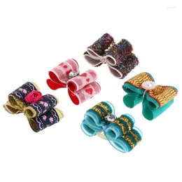 Dog Apparel Q6PE Double Bow Hair Bands Puppy Barrette Ponytail Decor Lovely Decoration