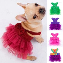 Dog Apparel Pet Clothes For Summer Lace Gauze Skirt Tullle Dress Small Party Birthday Wedding Bowknot Puppy Costume Spring