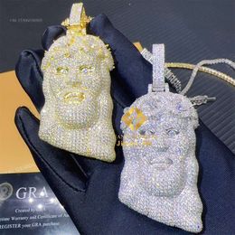 Iced Out Fire Sparkly Man Jewellery Hip Hop Sier Yellow Gold Plated Vvs1 Pear Moissanite Diamond Jesus Pendant