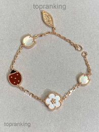 Vanclef Bracelet Jewlery Designer For Women Van Clover Bracelet Seven Star Ladybug Bracelet 925 Sterling Silver Plated 18k Gold Lucky Ladybug Five Flower Bracelet