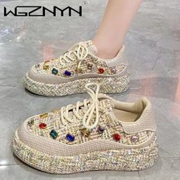 Casual Shoes Luxury Sneakers Woman Vulcanised 2024 Fashion Shining Thick Bottom Designer Chunky Women Basket Femme