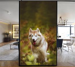 Window Stickers No Glue Static Cling Privacy Windows Film Translucence Decorative Cute Dog Stained Glass Tint 36