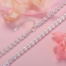 Chains 925 Sterling Silver Beautiful Lathe Engraved Pattern Chain Necklace For Women Fashion Party Wedding Jewelry Holiday Gifts