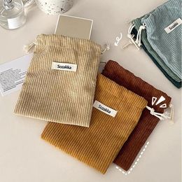 Storage Bags 1Pcs Corduroy Drawstring Sanitary Napkin Coin Money Package Small Women's Makeup Lipstick Organiser Pouch