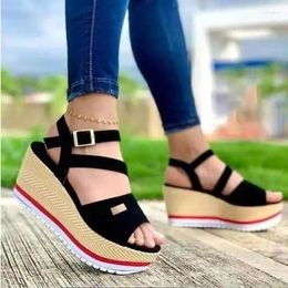 Casual Shoes Fashion Women Sandals Woman Platform Slippers Wedges Heels Ladies Summer Slides Mujer Buckle Flip Flops Plus Size 43