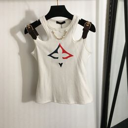INS Style Camis Girls Designer Tees Leather Strap T Shirt Sexy Hollow Design Camisole Luxury Cotton Tees Tops
