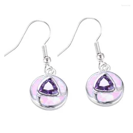 Dangle Earrings Boho Unique Round Blue Fire Opal Drop Amethyst Zircon Female Wedding Party Gift