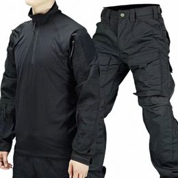 intruder Tactical Set Men Military Multi-pocket Combat Lg Sleeve Tshirt Outdoor Wear-resistant Cargo Pant Army Breathable Suit f4Mk#