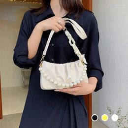 Shoulder Bags Soft Leather Cloud For Women Pearl Chain Crossbody Bag Luxury Handbag Single Pack Dumpling Clip Underarm Purse