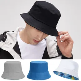 Berets Men Fashion Double-sided Wearing Cap Bucket Hat Women Summer Reversible Visor Top UV Fisherman Hats Sunscreen Fishing Sun Caps