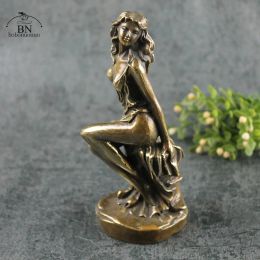 Sculptures Beautiful Oriental Women Sculpture Desktop Ornament Antique Brass Female Statue Arts Home Decoration Fashion Indoor Decors Craft