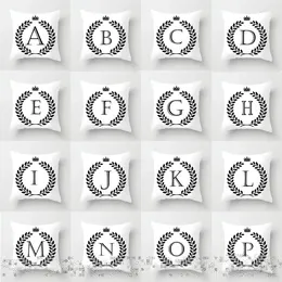 Pillow Black And White 26 Letters Cover English Alphabet Throw Case Decorative Pillowcase Letter