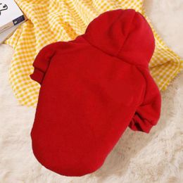 Dog Apparel Soft Pet Hoodie Cozy Solid Color Two-legged Medium Sweatshirt Outfit Clothes For Spring Autumn Winter Thick